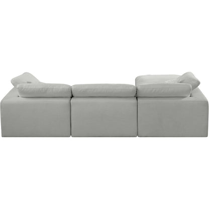 Comfy Grey Linen Textured Fabric Modular Sectional