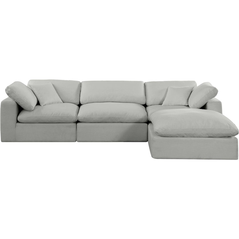 Comfy Grey Linen Textured Fabric Modular Sectional