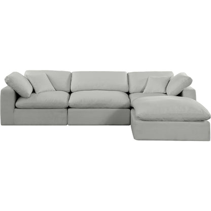 Comfy Grey Linen Textured Fabric Modular Sectional
