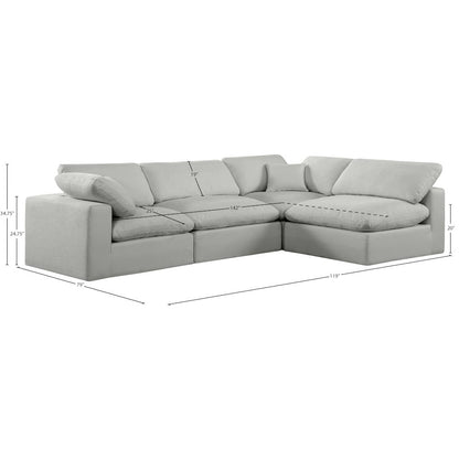 Comfy Grey Linen Textured Fabric Modular Sectional