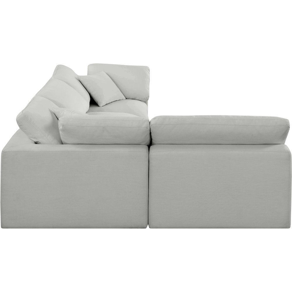 Comfy Grey Linen Textured Fabric Modular Sectional