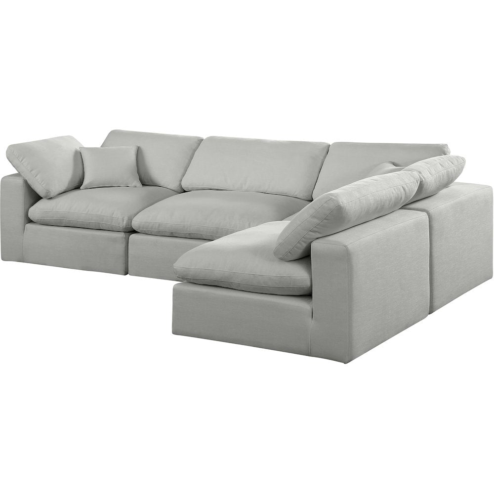 Comfy Grey Linen Textured Fabric Modular Sectional
