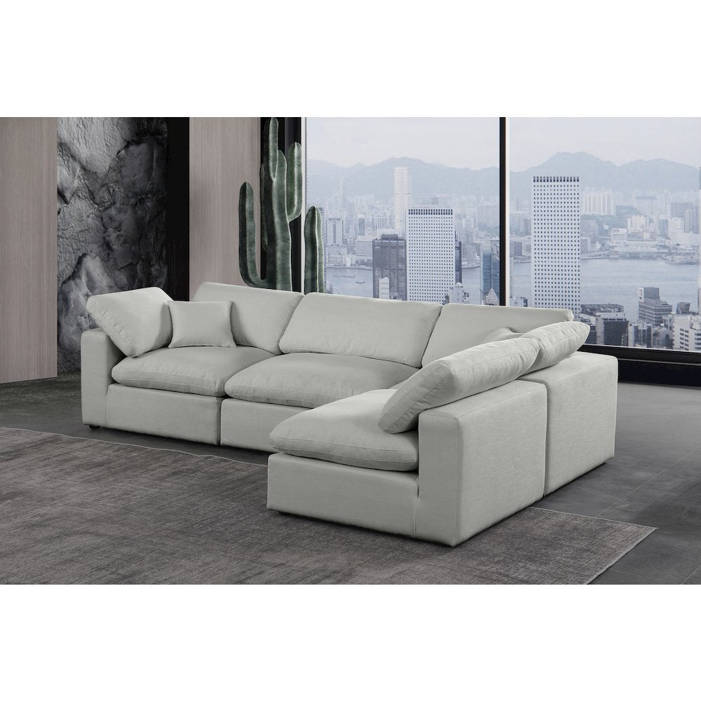 Comfy Grey Linen Textured Fabric Modular Sectional