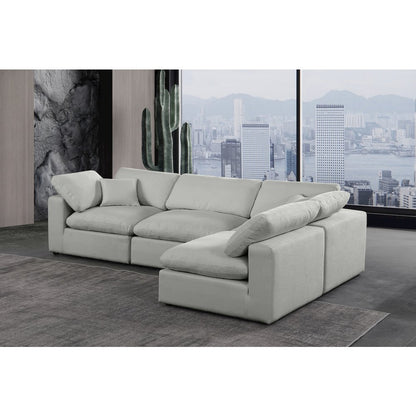 Comfy Grey Linen Textured Fabric Modular Sectional