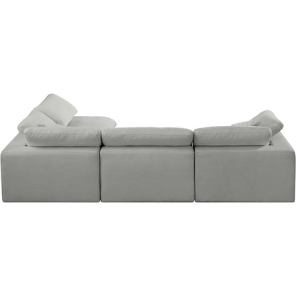 Comfy Grey Linen Textured Fabric Modular Sectional