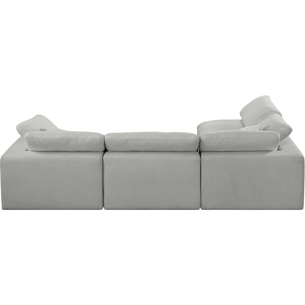 Comfy Grey Linen Textured Fabric Modular Sectional