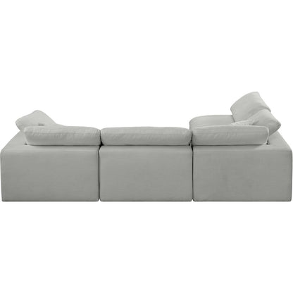 Comfy Grey Linen Textured Fabric Modular Sectional