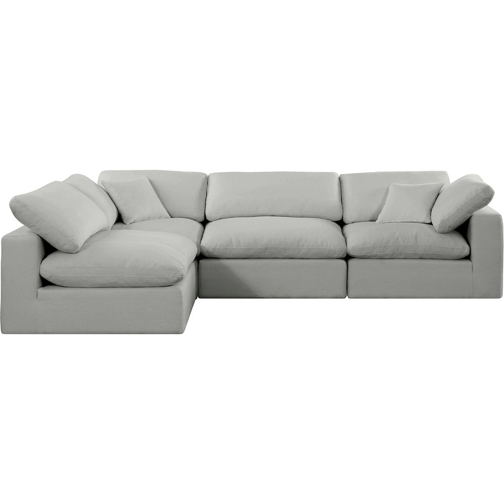 Comfy Grey Linen Textured Fabric Modular Sectional