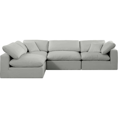 Comfy Grey Linen Textured Fabric Modular Sectional