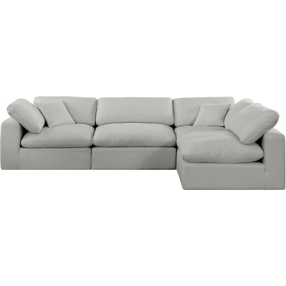 Comfy Grey Linen Textured Fabric Modular Sectional