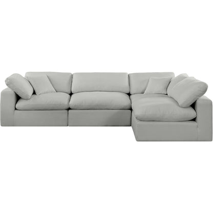 Comfy Grey Linen Textured Fabric Modular Sectional