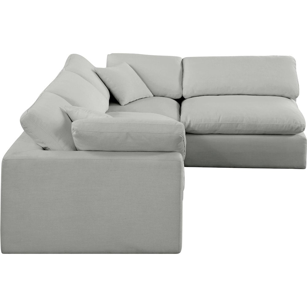 Comfy Grey Linen Textured Fabric Modular Sectional