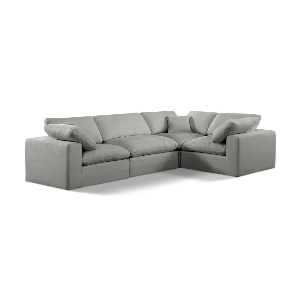 Comfy Grey Linen Textured Fabric Modular Sectional