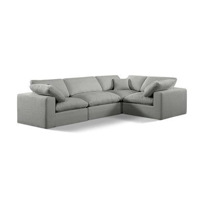 Comfy Grey Linen Textured Fabric Modular Sectional