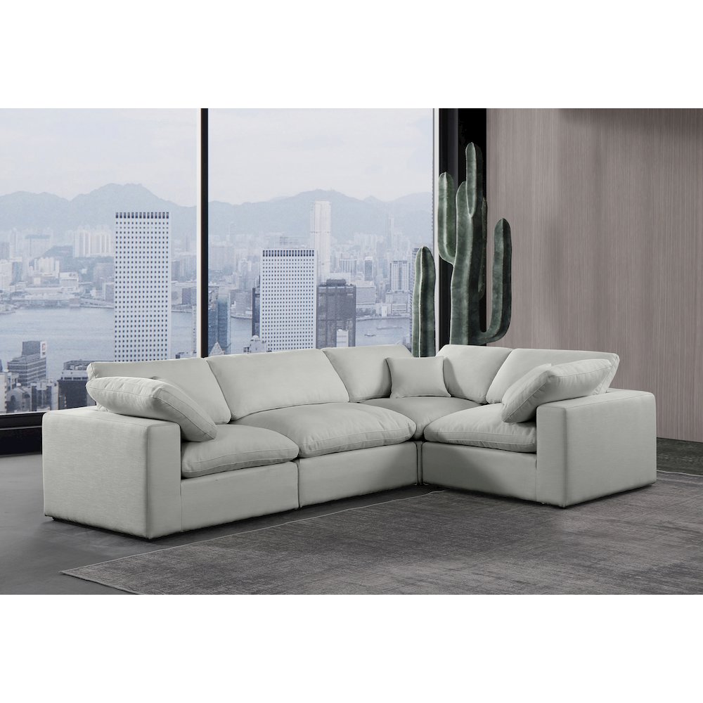 Comfy Grey Linen Textured Fabric Modular Sectional