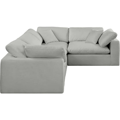 Comfy Grey Linen Textured Fabric Modular Sectional