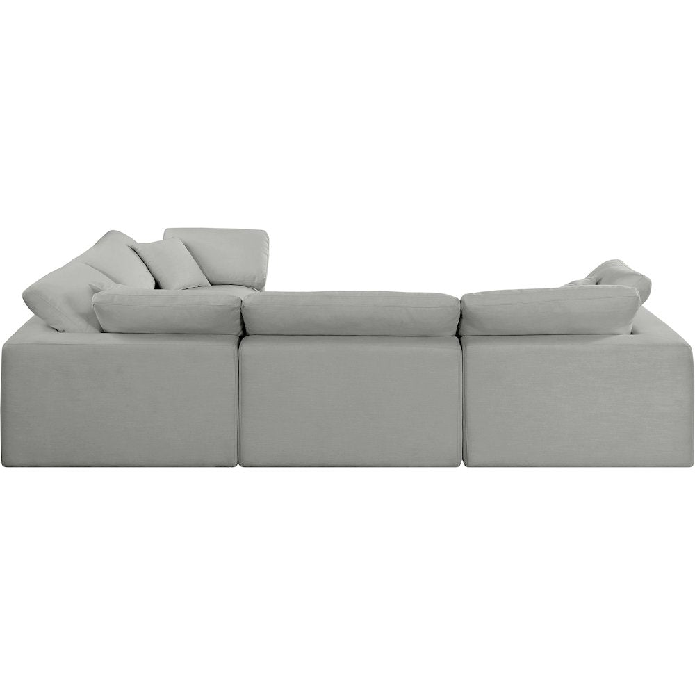 Comfy Grey Linen Textured Fabric Modular Sectional