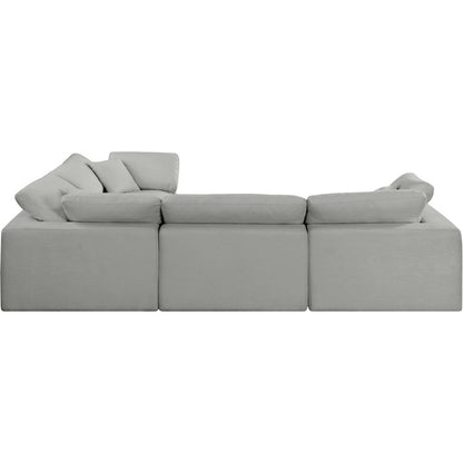 Comfy Grey Linen Textured Fabric Modular Sectional