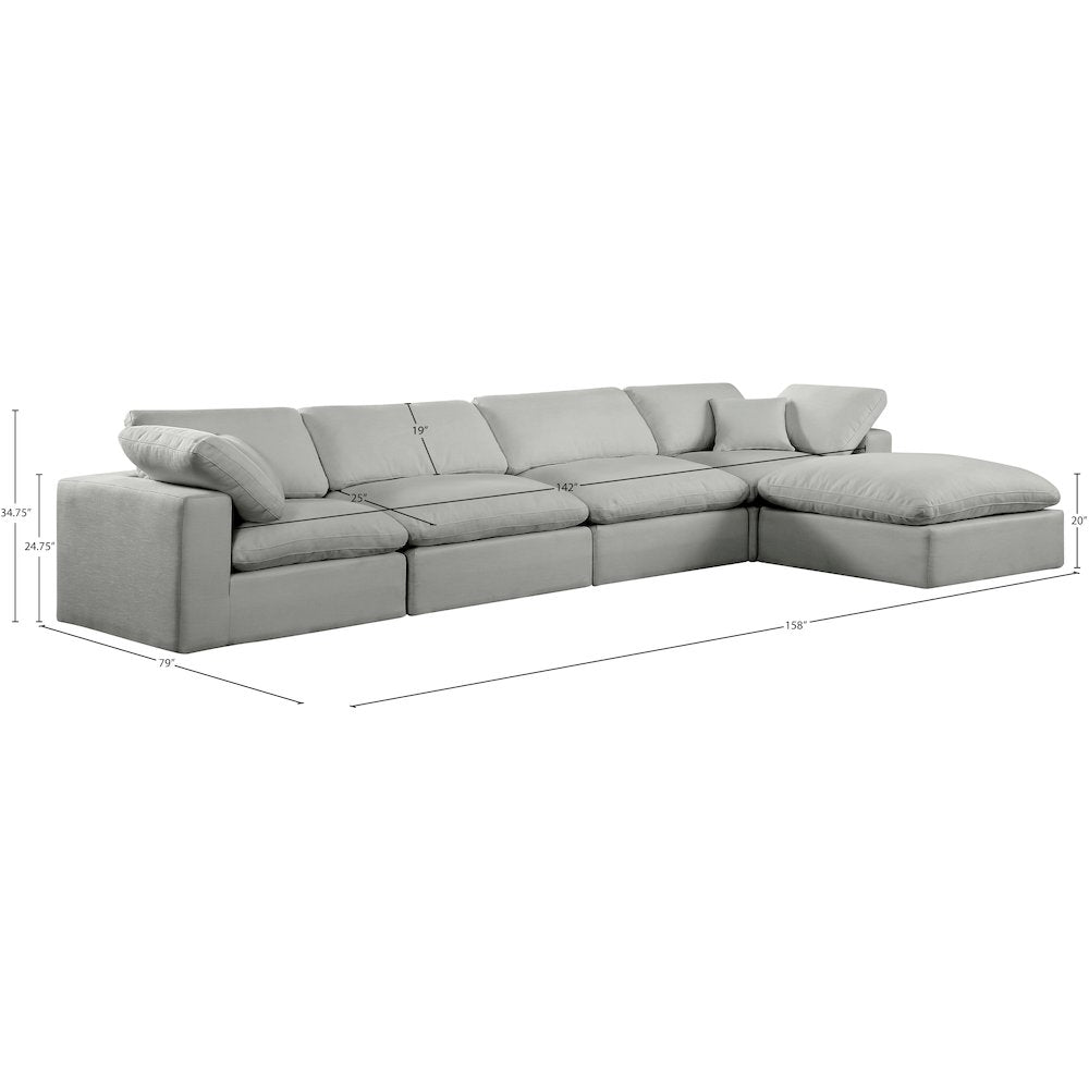 Comfy Grey Linen Textured Fabric Modular Sectional