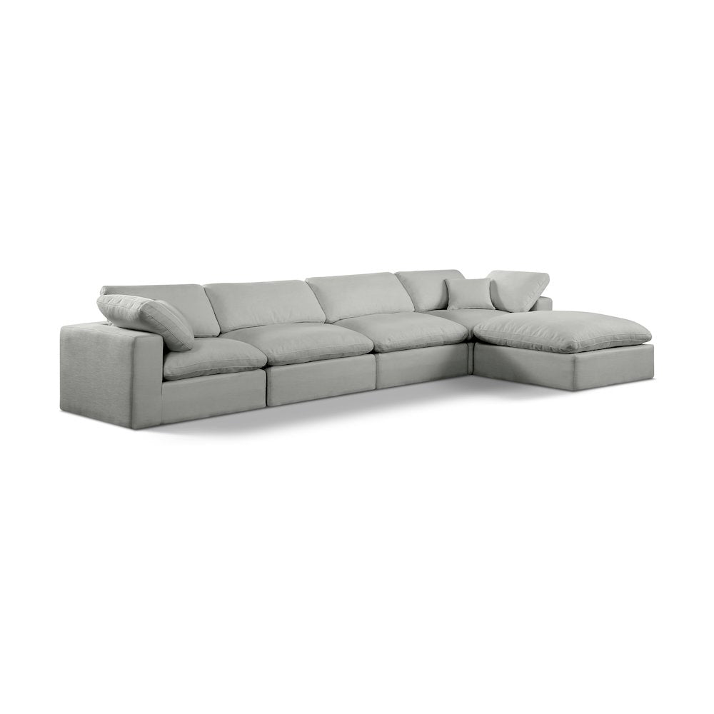 Comfy Grey Linen Textured Fabric Modular Sectional