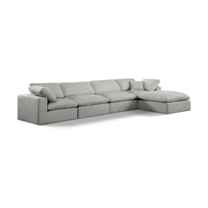 Comfy Grey Linen Textured Fabric Modular Sectional