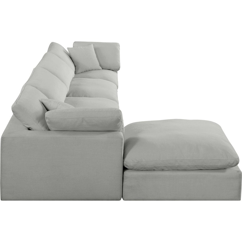 Comfy Grey Linen Textured Fabric Modular Sectional