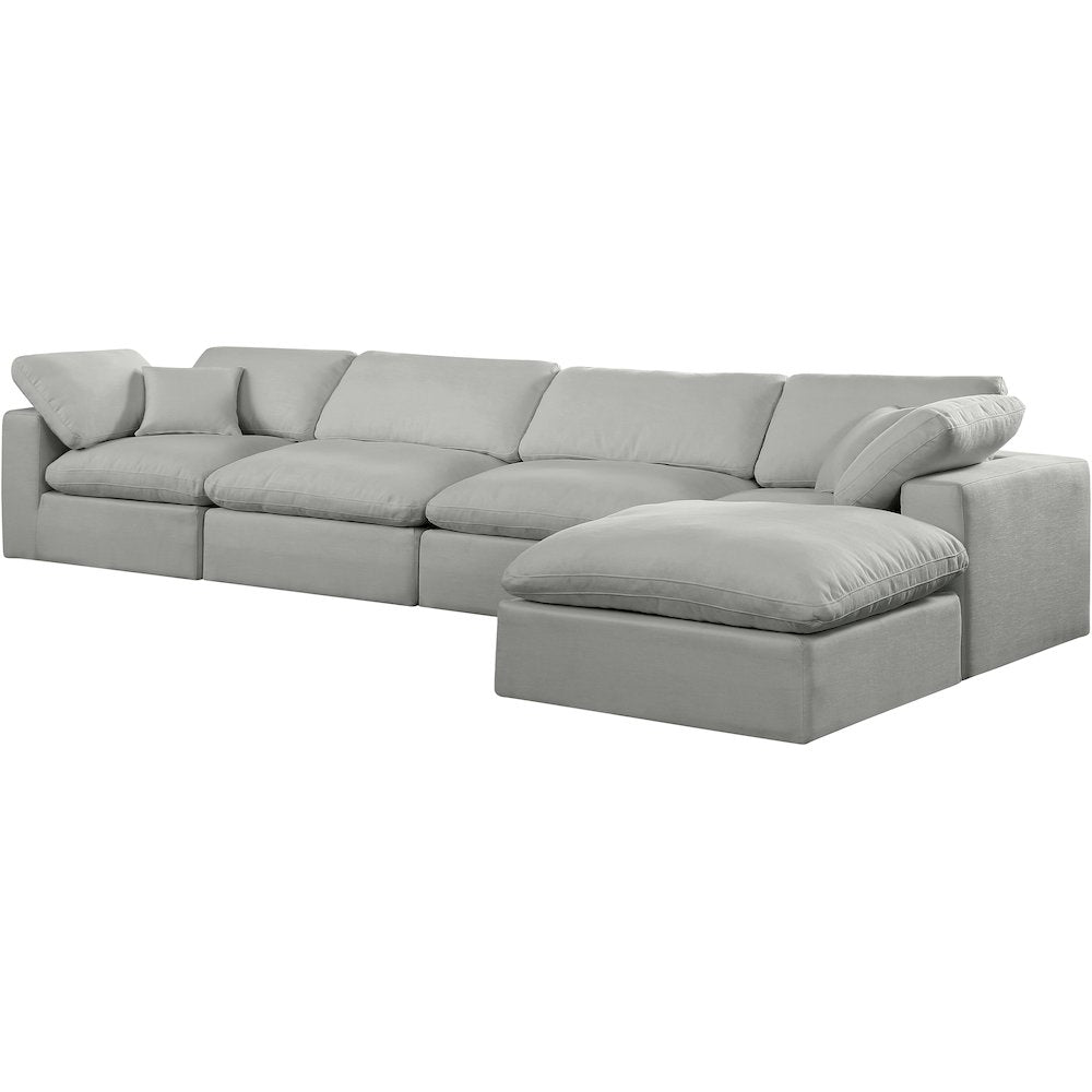 Comfy Grey Linen Textured Fabric Modular Sectional