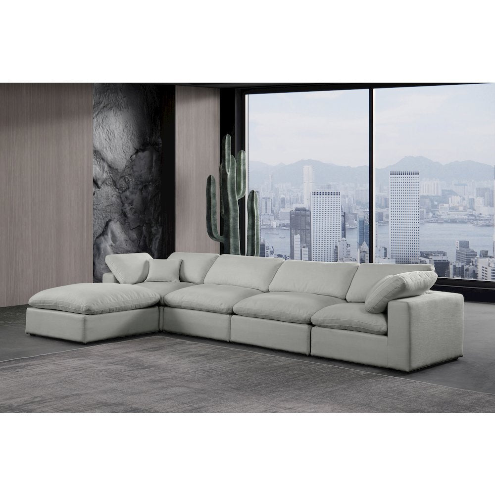 Comfy Grey Linen Textured Fabric Modular Sectional