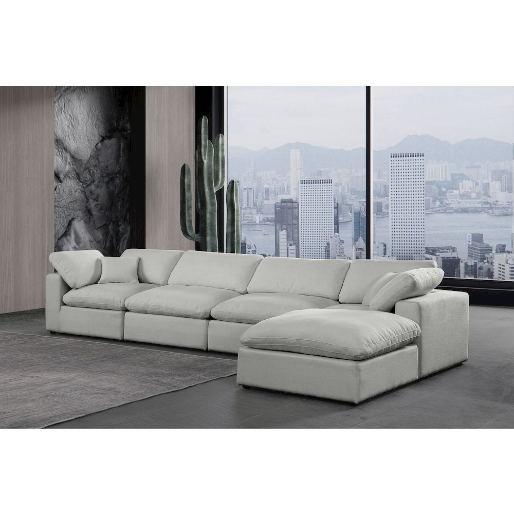 Comfy Grey Linen Textured Fabric Modular Sectional