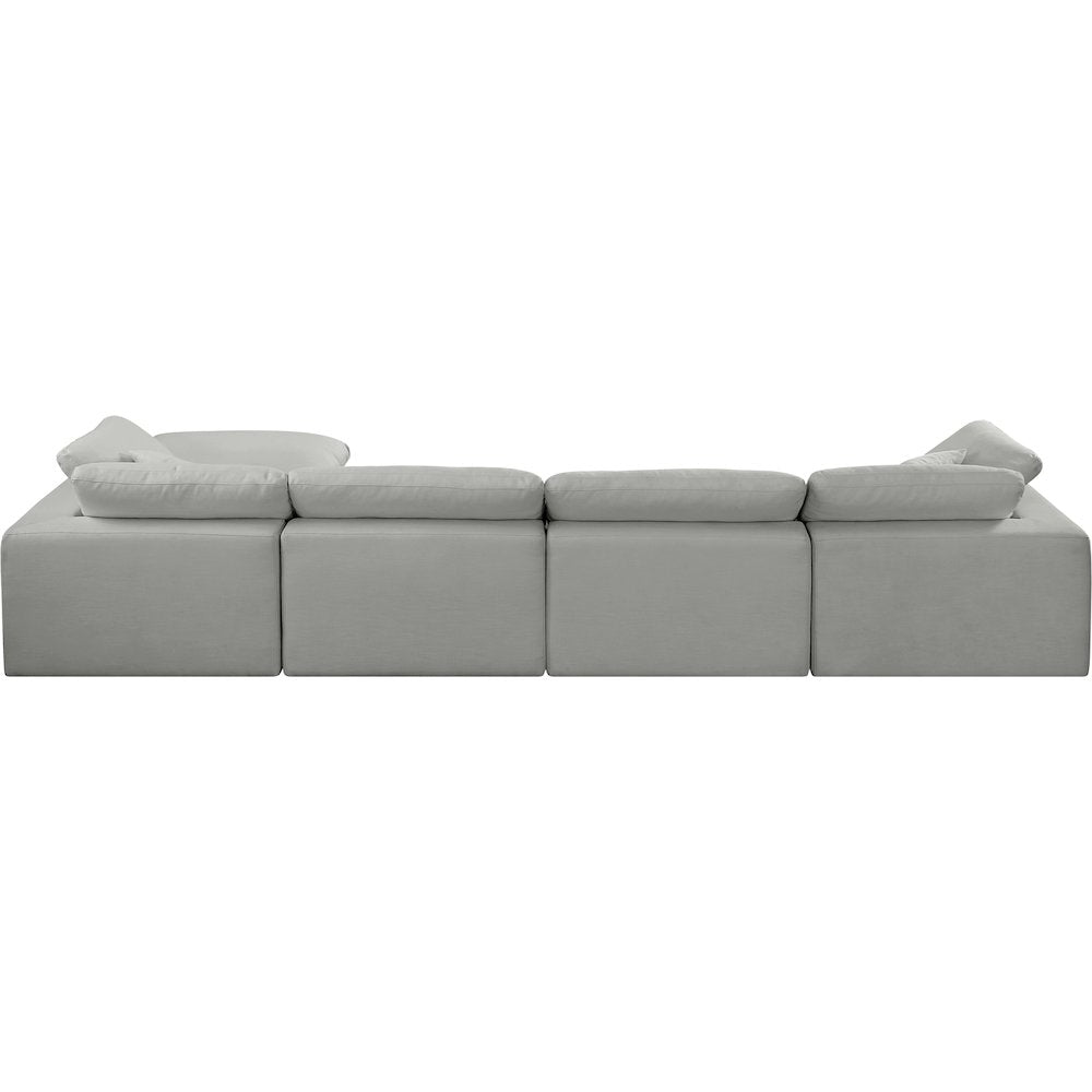 Comfy Grey Linen Textured Fabric Modular Sectional