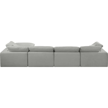 Comfy Grey Linen Textured Fabric Modular Sectional