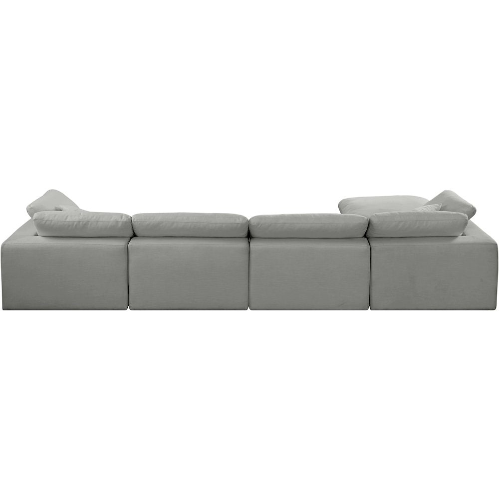 Comfy Grey Linen Textured Fabric Modular Sectional