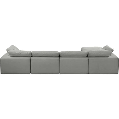 Comfy Grey Linen Textured Fabric Modular Sectional