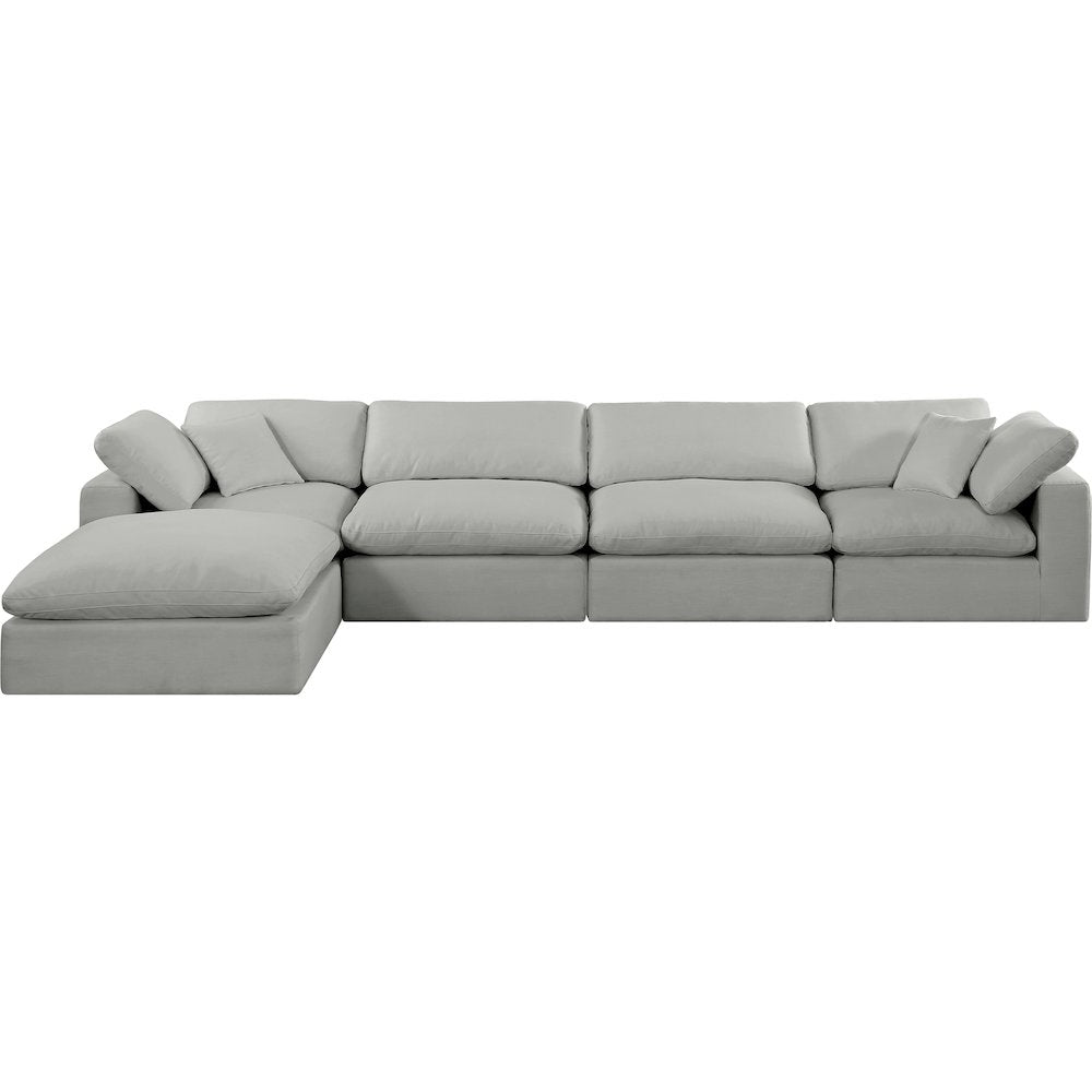 Comfy Grey Linen Textured Fabric Modular Sectional
