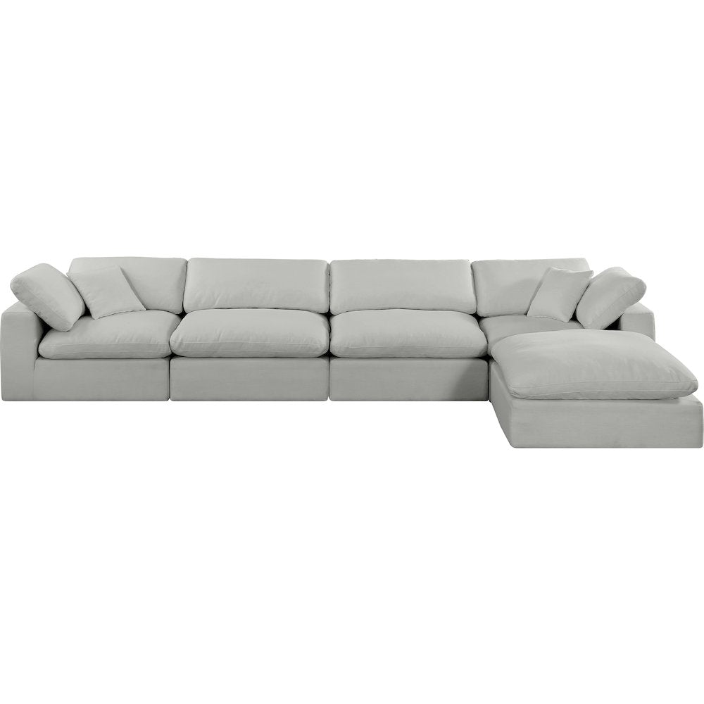 Comfy Grey Linen Textured Fabric Modular Sectional