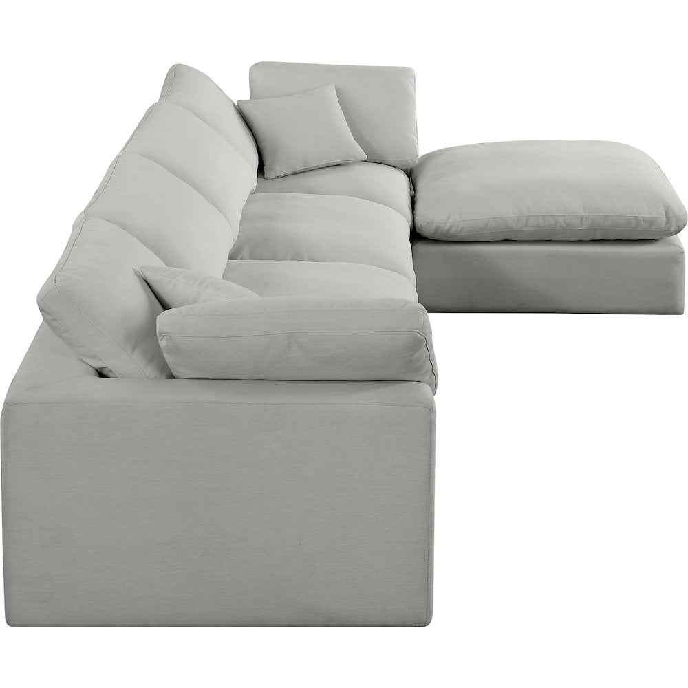 Comfy Grey Linen Textured Fabric Modular Sectional