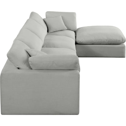 Comfy Grey Linen Textured Fabric Modular Sectional