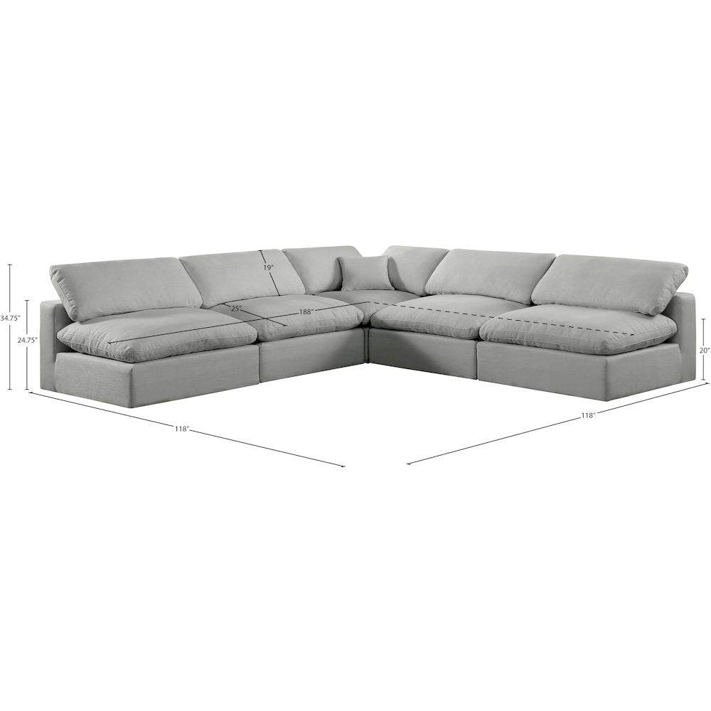 Comfy Grey Linen Textured Fabric Modular Sectional