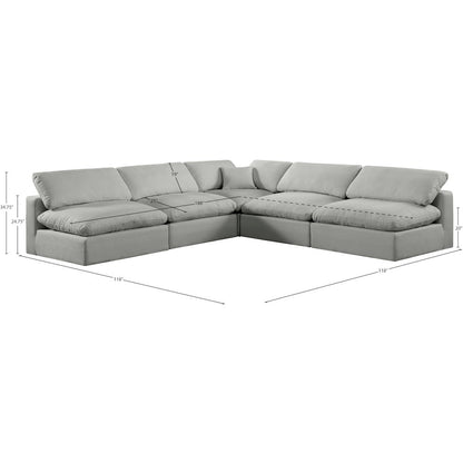 Comfy Grey Linen Textured Fabric Modular Sectional