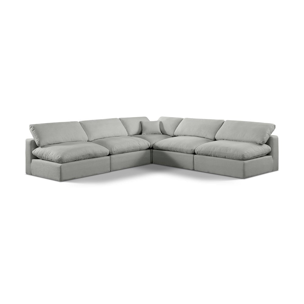 Comfy Grey Linen Textured Fabric Modular Sectional