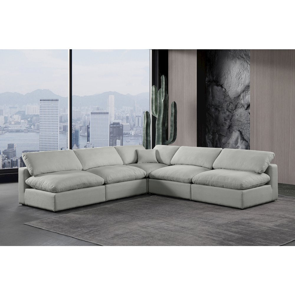 Comfy Grey Linen Textured Fabric Modular Sectional