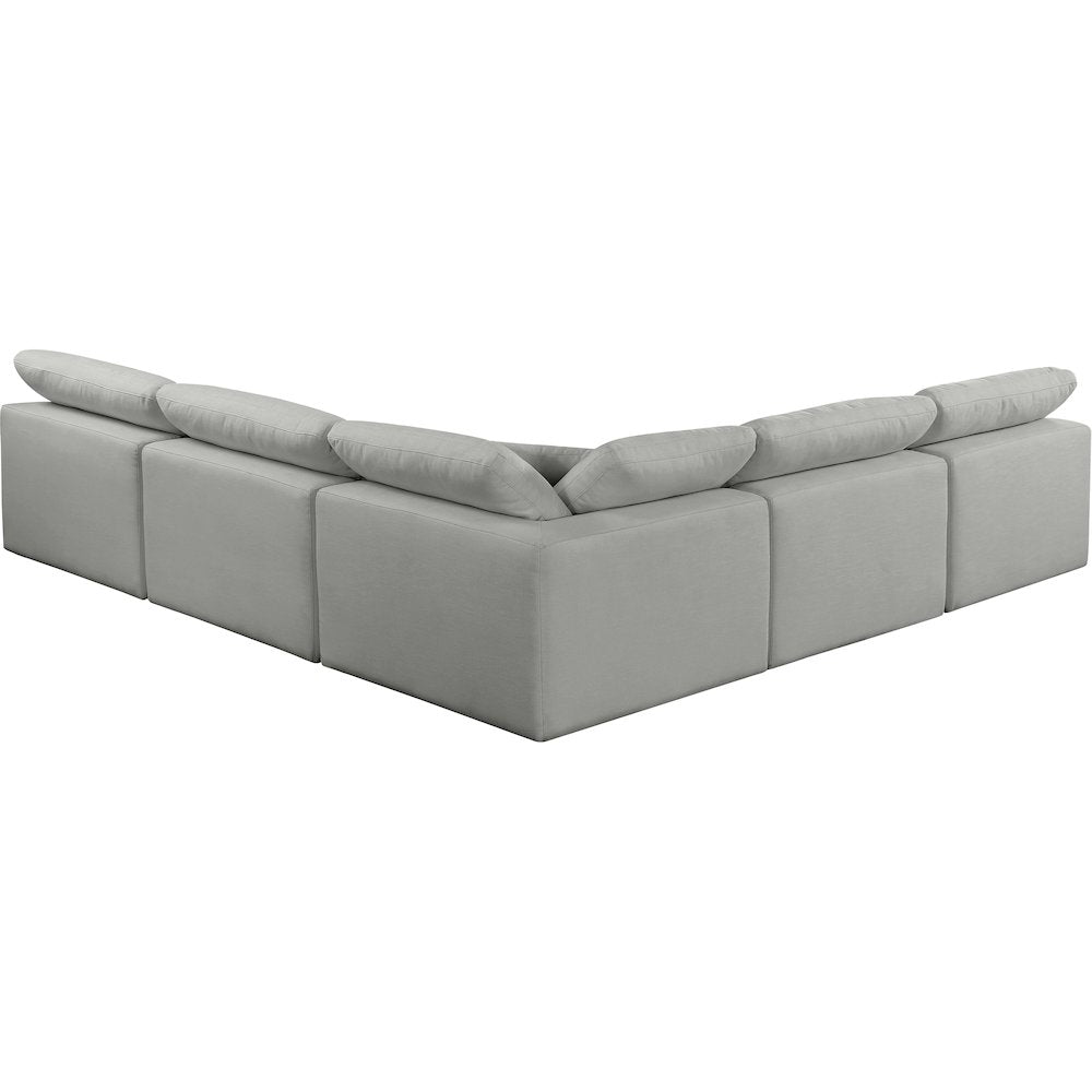 Comfy Grey Linen Textured Fabric Modular Sectional