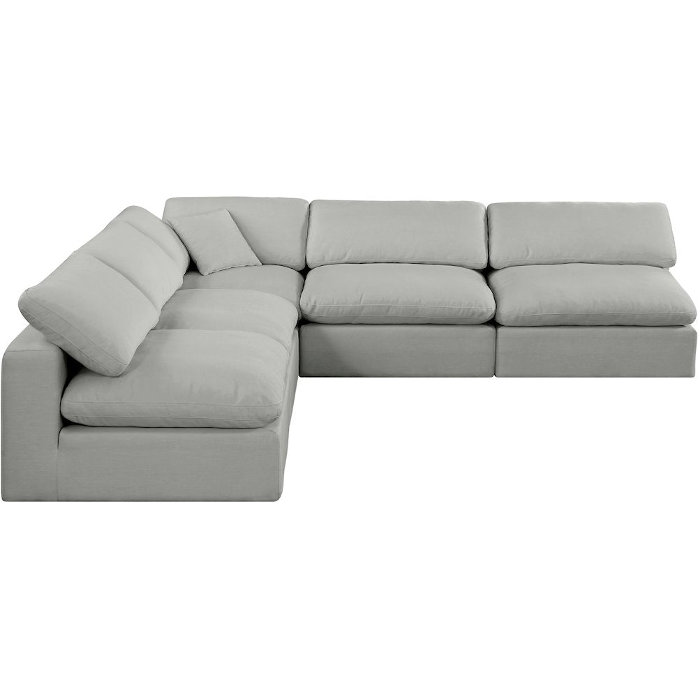 Comfy Grey Linen Textured Fabric Modular Sectional