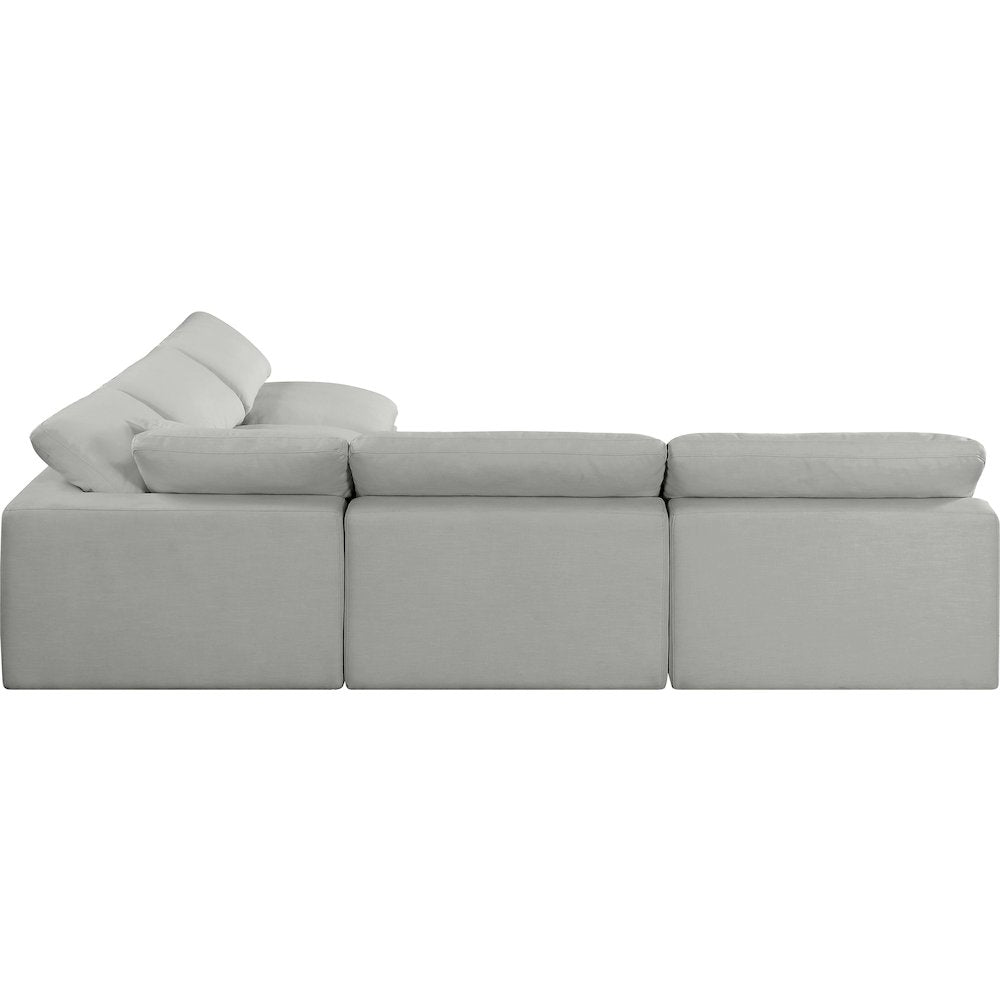Comfy Grey Linen Textured Fabric Modular Sectional