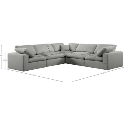Comfy Grey Linen Textured Fabric Modular Sectional