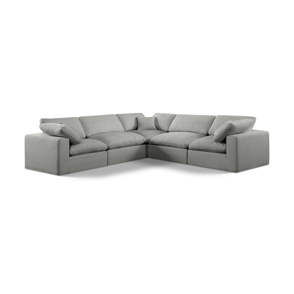 Comfy Grey Linen Textured Fabric Modular Sectional