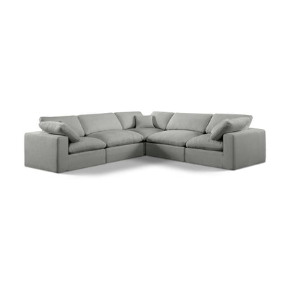 Comfy Grey Linen Textured Fabric Modular Sectional