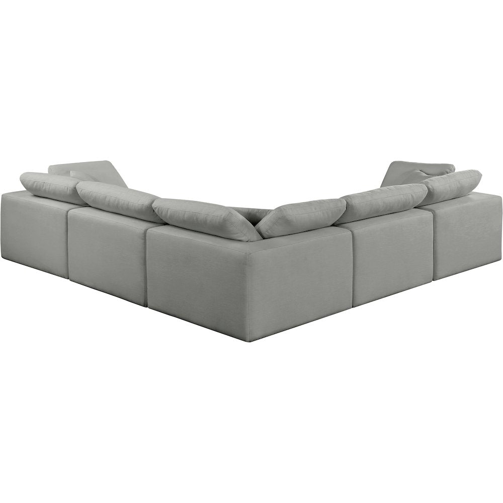 Comfy Grey Linen Textured Fabric Modular Sectional