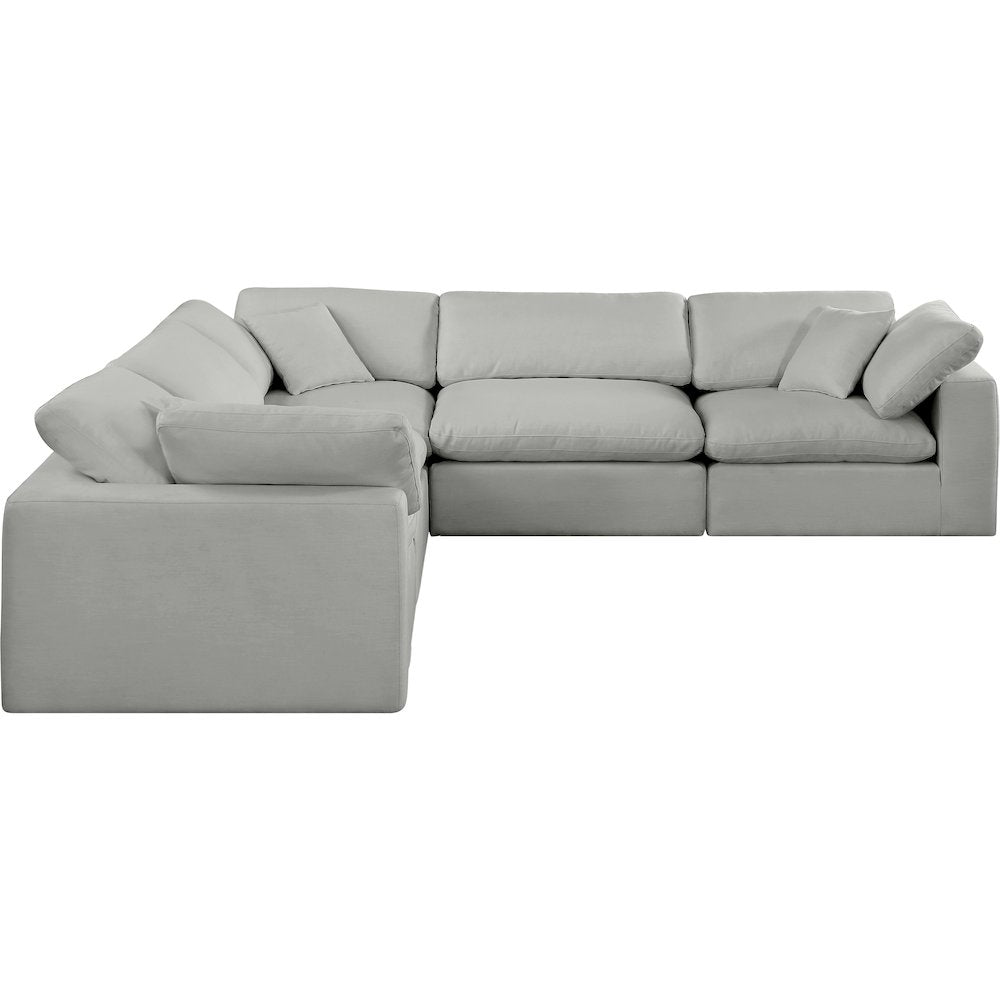 Comfy Grey Linen Textured Fabric Modular Sectional