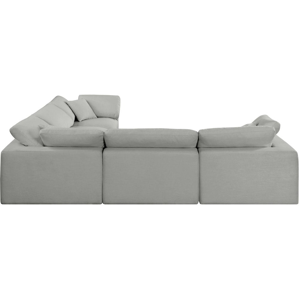 Comfy Grey Linen Textured Fabric Modular Sectional